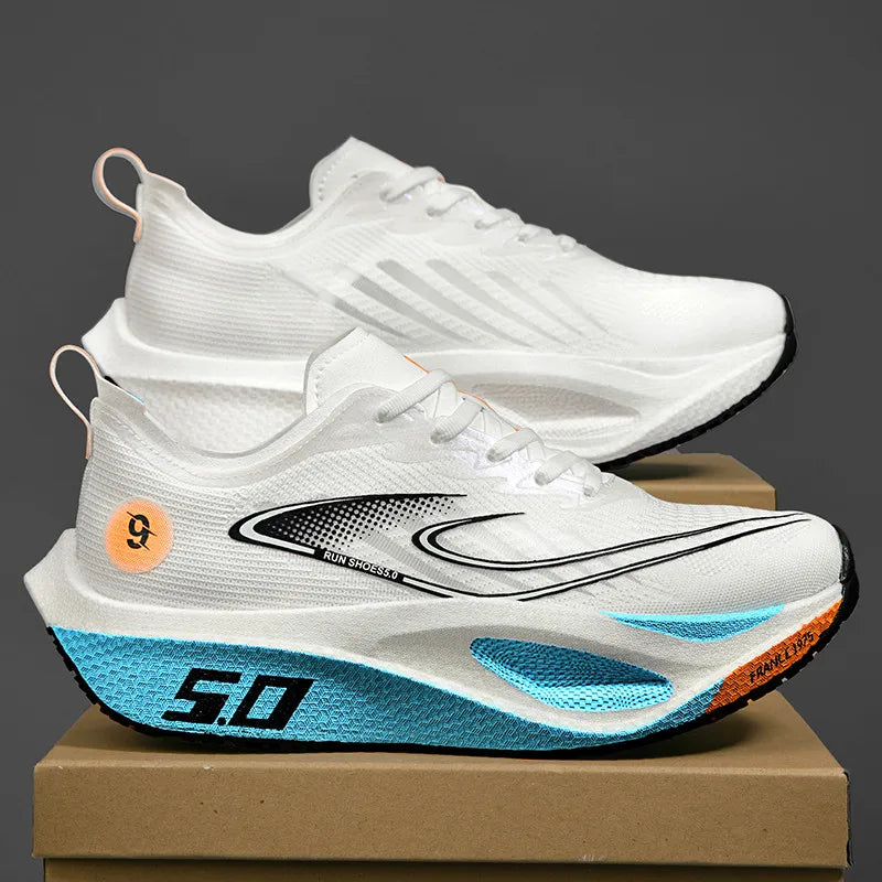 FourSeasons Men's Sports Sneakers CarbonPlate Running Shoe，Breathable Marathon Racing Comfortable Athletics Training Shoes Walki