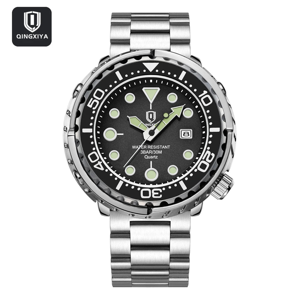 QINGXIYA Sports Men Quartz Watch Silicone Strap Waterproof Luminous Date Wristwatch Mens Military Clock Man Relogio Masculino