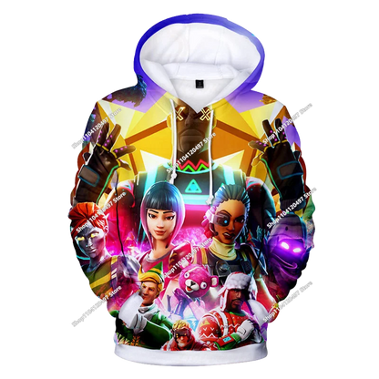 Sweatshirt com Capuz Infantil 3D 2025, Nova Série Anime Fortnite Estampada, Pullover de Marca Trendy, Presente