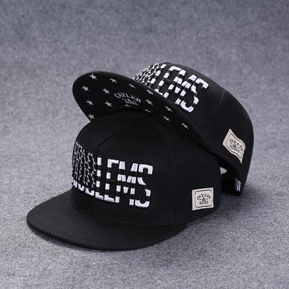 Men's Letter Embroidery Tide All-match Flat Brim Baseball Cap Ladies Summer Hip-hop Hat Outdoor Shade Adjustable Peaked Cap