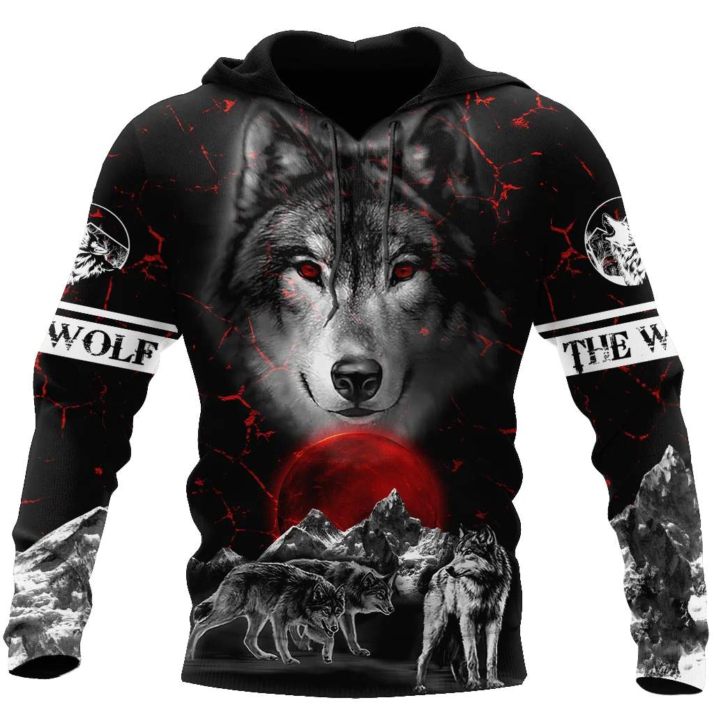 Sweats com Capuz Estampados de Lobo para Homem 3D, Sweatshirts de Marca, Casacos de Qualidade, Pullover de Moda, Fatos de Treino Animal Streetwear Out
