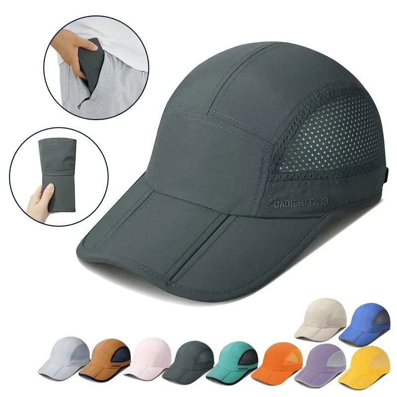 GADIEMKENSD Snabbtorkande, hopfällbara och bärbara basebollkepsar för män, sommar, havsvågbroderi, unisex, sport, solhattar, snapback-keps