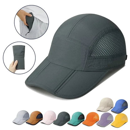GADIEMKENSD Snabbtorkande, hopfällbara och bärbara basebollkepsar för män, sommar, havsvågbroderi, unisex, sport, solhattar, snapback-keps