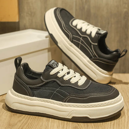 Sneakers da uomo ultraleggere in rete traspirante, scarpe casual alla moda con suola spessa, comode scarpe da ginnastica stringate per camminare tutti i giorni
