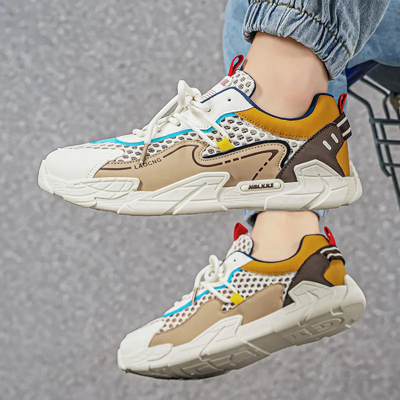 Scarpe sportive da uomo estive in rete, casual e alla moda, con lacci, scarpe da passeggio, nuove, per giovani, comode per gli spostamenti quotidiani, versatili, sneakers