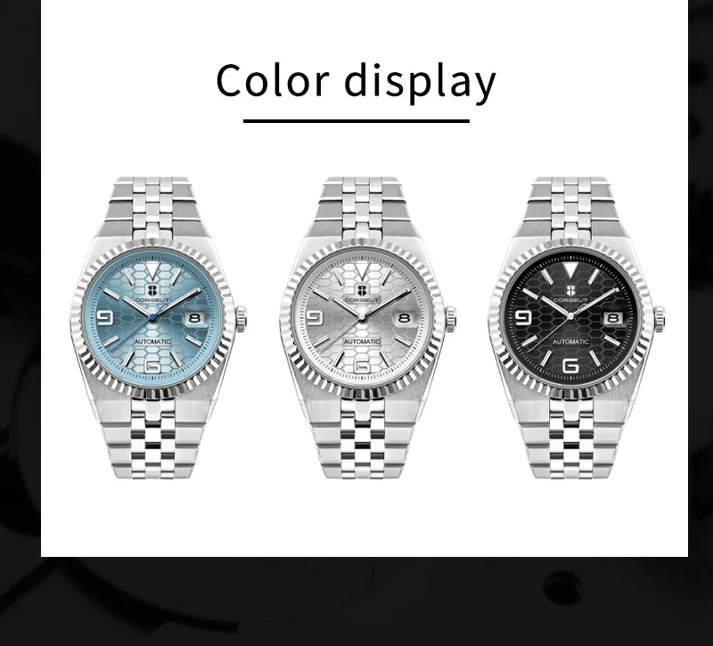 Corgeut 40mm Luxury NH35 Movt Man Sport Clock Automatic Relogio Masculino Mechanical Wristwatch Sapphire Ice Blue Men's Watch