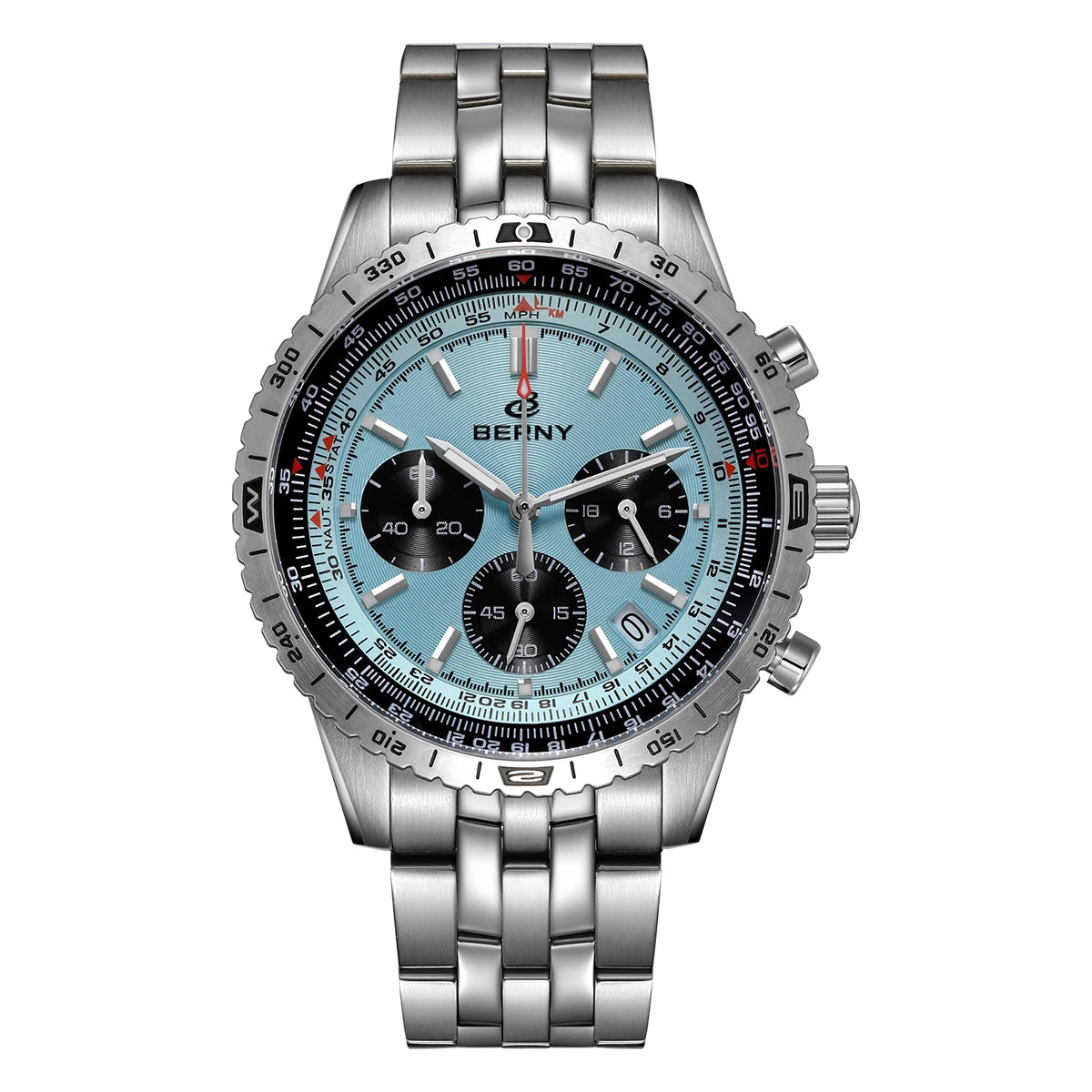 BERNY Aviation Men's Watches Quartz Chronograph Watch Date Sapphire Super Luminous Luxury Brand Dress Man Wristwatch