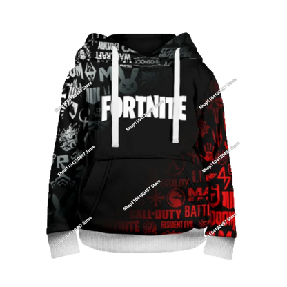 2025 Novo hoodie unissexo Fortnite com impressão 3D, casaco casual, acessório gaming para cosplay, roupa infantil, presentes