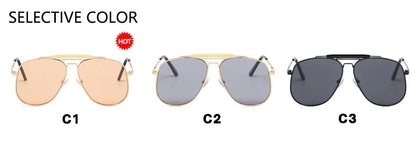 Metal Frame Pilot Sunglasses For Women Double Bridge Champagne Sun Glasses Woman Luxury Square Clear Oversize Shades