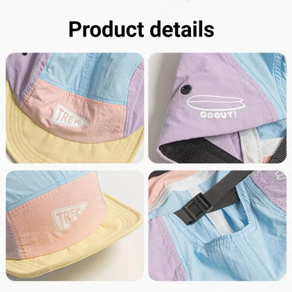 Casquette de baseball à 5 panneaux et à visière courte, brodée - Casquette de soleil pour femme, en maille respirante à séchage rapide, légère, élégante et polyvalente