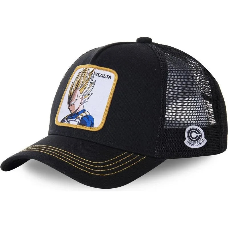 Dragon Ball Buu Goku Cap Ljetna muška kapa s ravnim vrhom i šiljastim obodom, s vezenim uzorkom, hip-hop stil, sunčana vizira, podesiva trucker mrežasta kapa