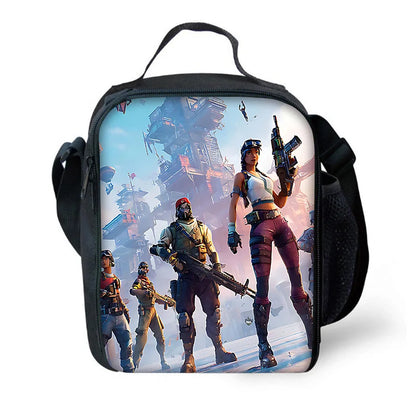 Mochila Escolar Infantil Hot Game com Lancheiras, Design-F-FortniteS, Estojos para Lápis, Mochilas Escolares para Rapazes e Raparigas, Melhor Presente