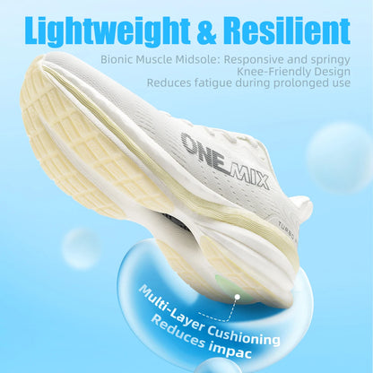 ONEMIX Men's Running Shoes Air Cushion Sneakers Breathable Mesh Outdoor Athletic Height Increase Walking Shoes Size EU 35-47