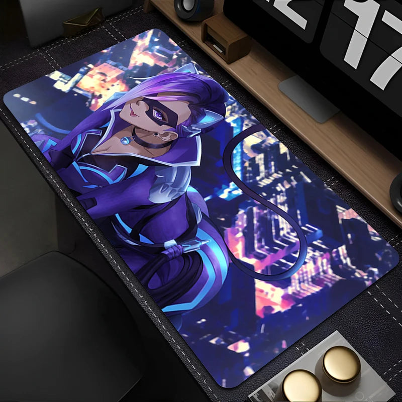 Tapete de Rato PC Overwatch Sombra Sexy Roxo Kawaii Menina Anime para Portátil e Teclado, Acessório Gaming para Secretária Gamer