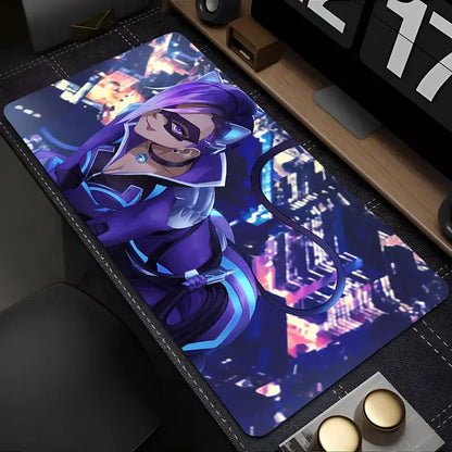 Tapete de Rato PC Overwatch Sombra Sexy Roxo Kawaii Menina Anime para Portátil e Teclado, Acessório Gaming para Secretária Gamer