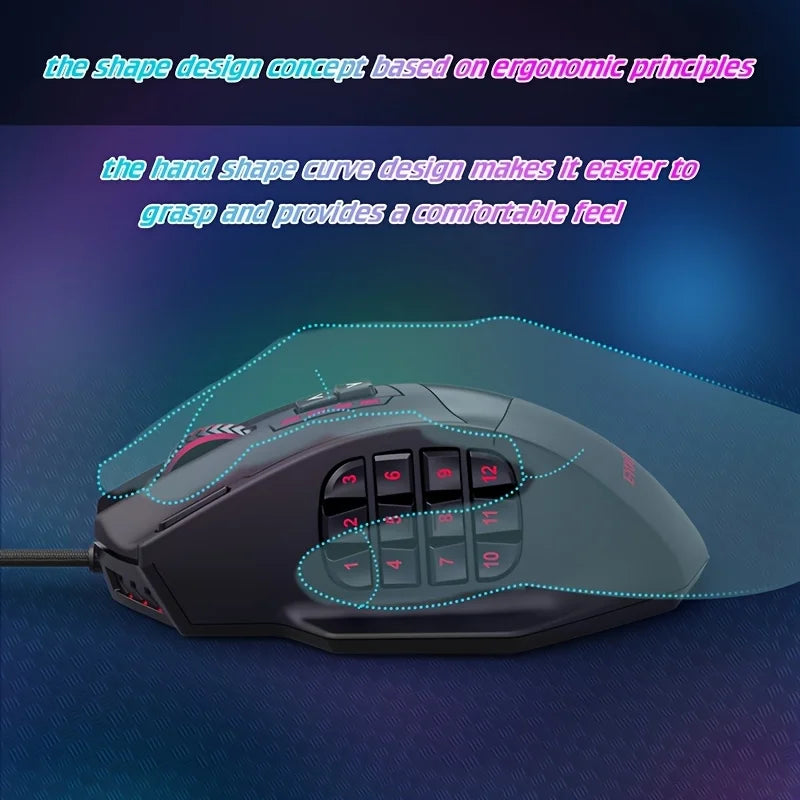 E-YOOSO X-39PRO Wired Gaming Mouse with Side Keys, Newly Upgraded Sensor SG8960, Ergonomic Mouse, Esports Mouse, Optical Mouse