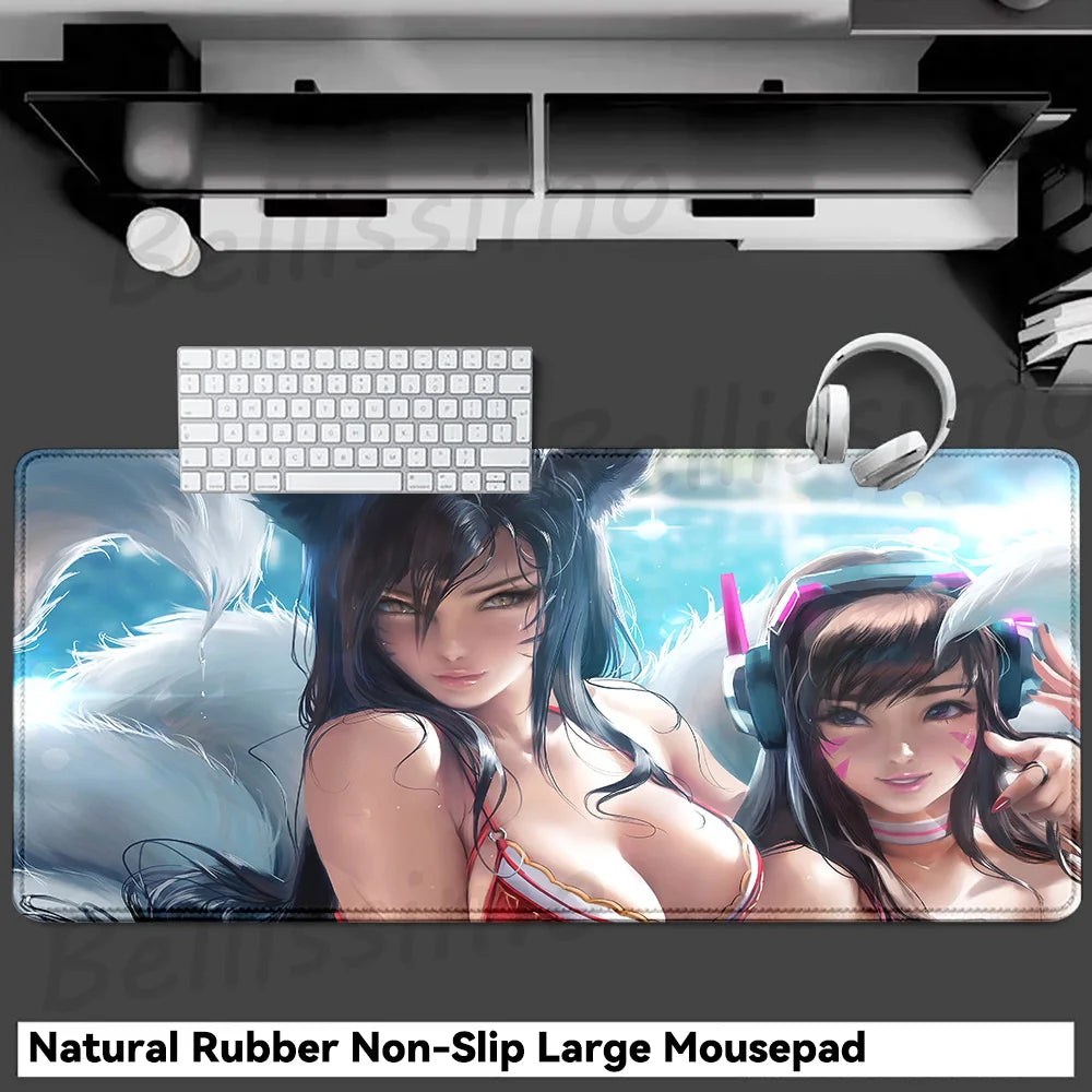 Acessórios Gaming O-Overwatch D-D.va Tapete de Rato Grande para Teclado e Rato, Deskmat XXL Estendido para PC, Tapete Gamer