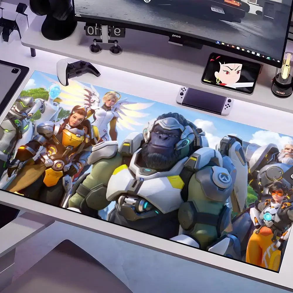 Overwatch pelės kilimėlis, kelių dydžių, didelis kvadratinis kompiuterio, biuro ir žaidimų stalo kilimėlis, guminis neslystantis pelės kilimėlis