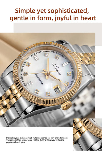 ADDIES New Luxury Women's Watches 28mm Sapphire Glass 50m Waterproof 316L Stainless Steel Business Quartz Wristwatch For Woman