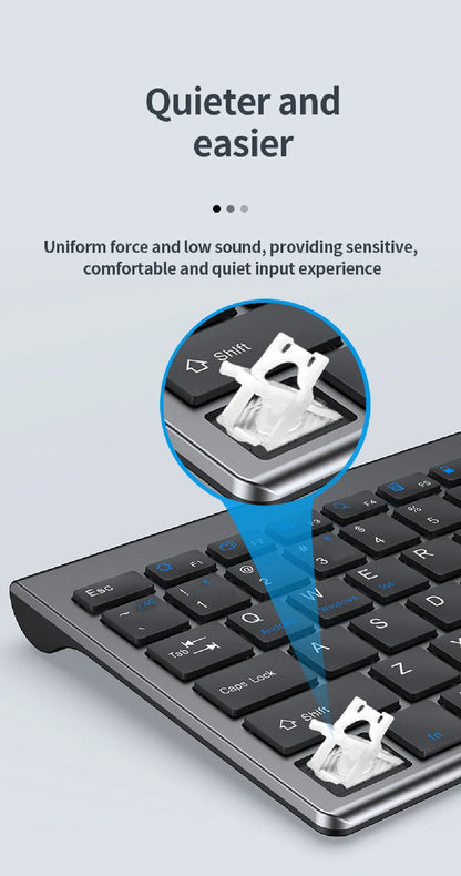 JOMAA Bluetooth & 2.4G USB Keyboard and Mouse Set for Laptop Computer iPad Rechargeable Wireless Keyboard and Mouse Combo Silent