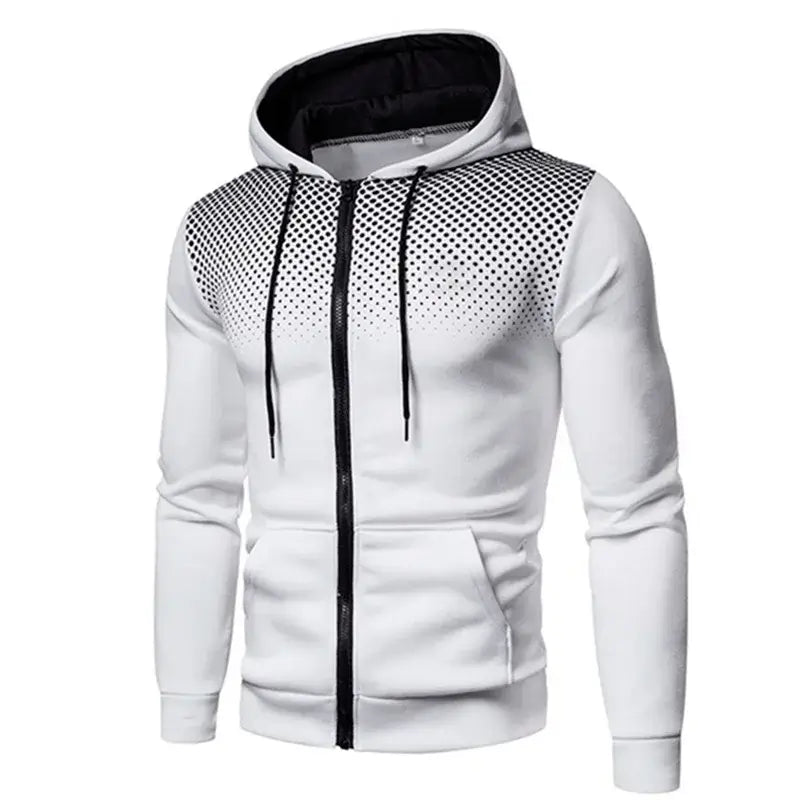 Produit gaming premium Fraquane, Men's Zip Up Hoodie Pocket Polka Pot Print Hooded Sweatshirt Sport Outdoor Casual Slim Fit Men Spring AutumnZipper Hoodie