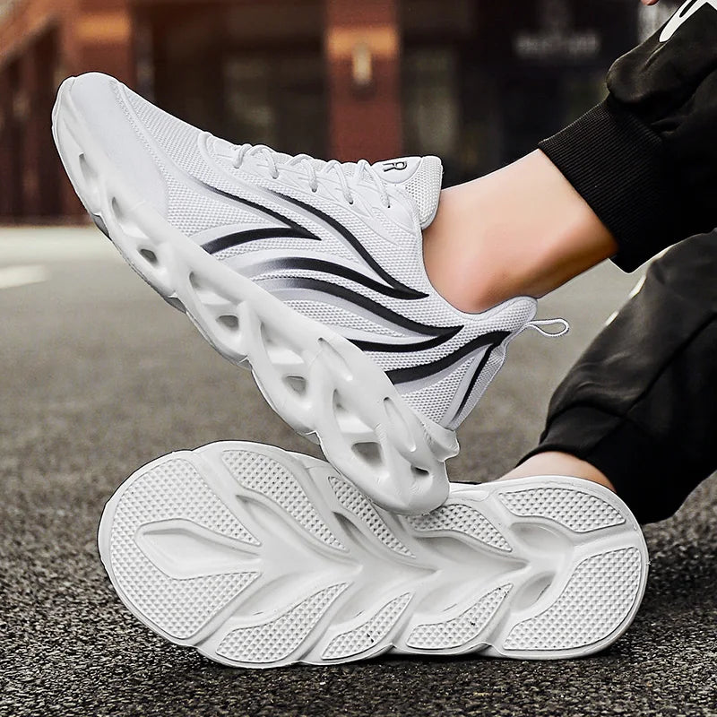 Baskets imprimées « Flame » pour homme, chaussures de sport Flying Weave, chaussures de course confortables, chaussures de sport pour homme pour l'extérieur