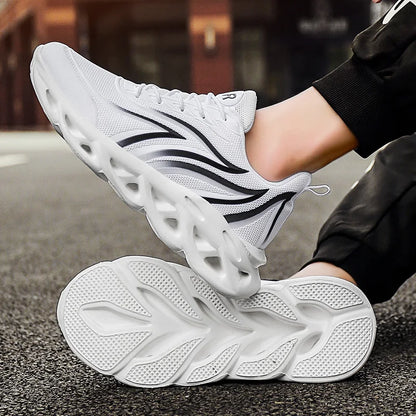 Baskets imprimées « Flame » pour homme, chaussures de sport Flying Weave, chaussures de course confortables, chaussures de sport pour homme pour l'extérieur