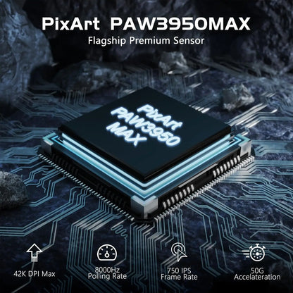 Rato Gaming Sem Fios Leve Attack Shark R6, Sensor PAW 3950Max para Computador com Nordic 52480, Polling 8KHz