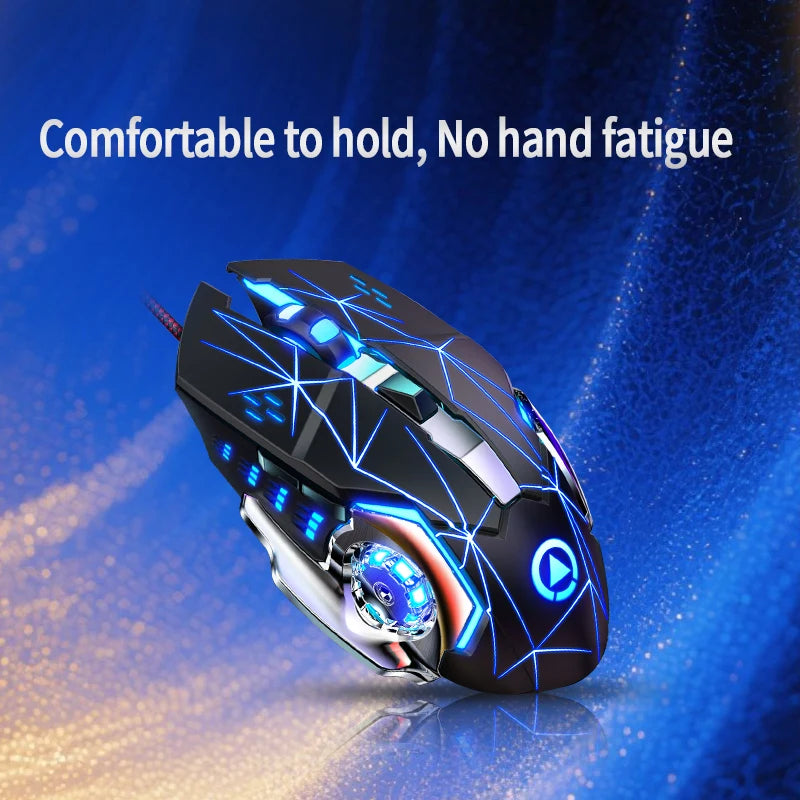 Mouse da gaming cablato USB a 6 pulsanti, retroilluminato, ergonomico, DPI regolabile, ottico, per PC gamer e computer desktop