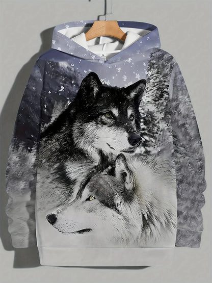 Animal Wolf graphic Men's Fashion 3D Print Outdoor Hoodie Streetwear Hoodies Hooded Front Pocket Designer Hoodie Sweatshirt