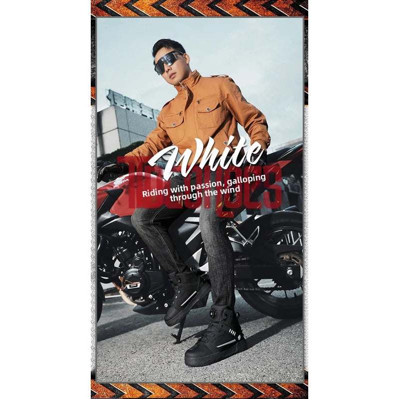 Motorcycle Boots Men Biker Shoes Moto Sneaker Microfiber Leather Adventure Motocross Shoes Anti-slip Motorcycle Equipment