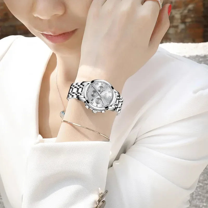 LIGE New Fashion Luxury Women Watch Waterproof Quartz Ladies Watches Business Steel Band Casual Bracelet Date Clock Wristwatches