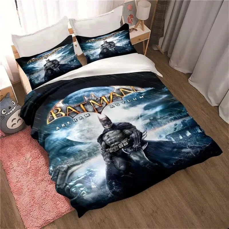 3D Printed B-Batman Bedding Set, Cartoon Duvet Cover and Pillowcases, Multiple Sizes, Bedroom Decor, Teen and Adult Gift