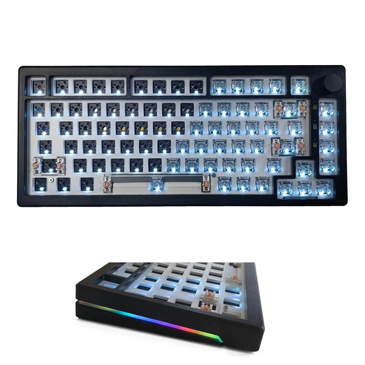 MAIMOOO KX75 75% Keyboard Kit Hotswap Transparent Full RGB Backlit 2.4GHz/Bluetooth Macro Custom DIY Mechanical Keyboard