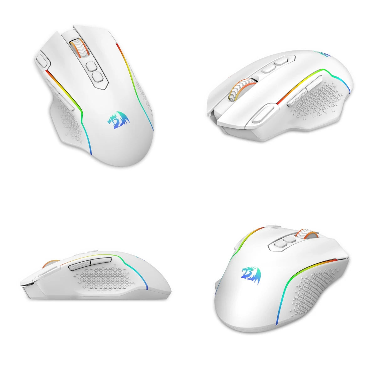 Mouse da gaming wireless Redragon M810 Pro, 10000 DPI, mouse da gamer cablato con tasto Rapid Fire, 8 pulsanti macro, nero/bianco