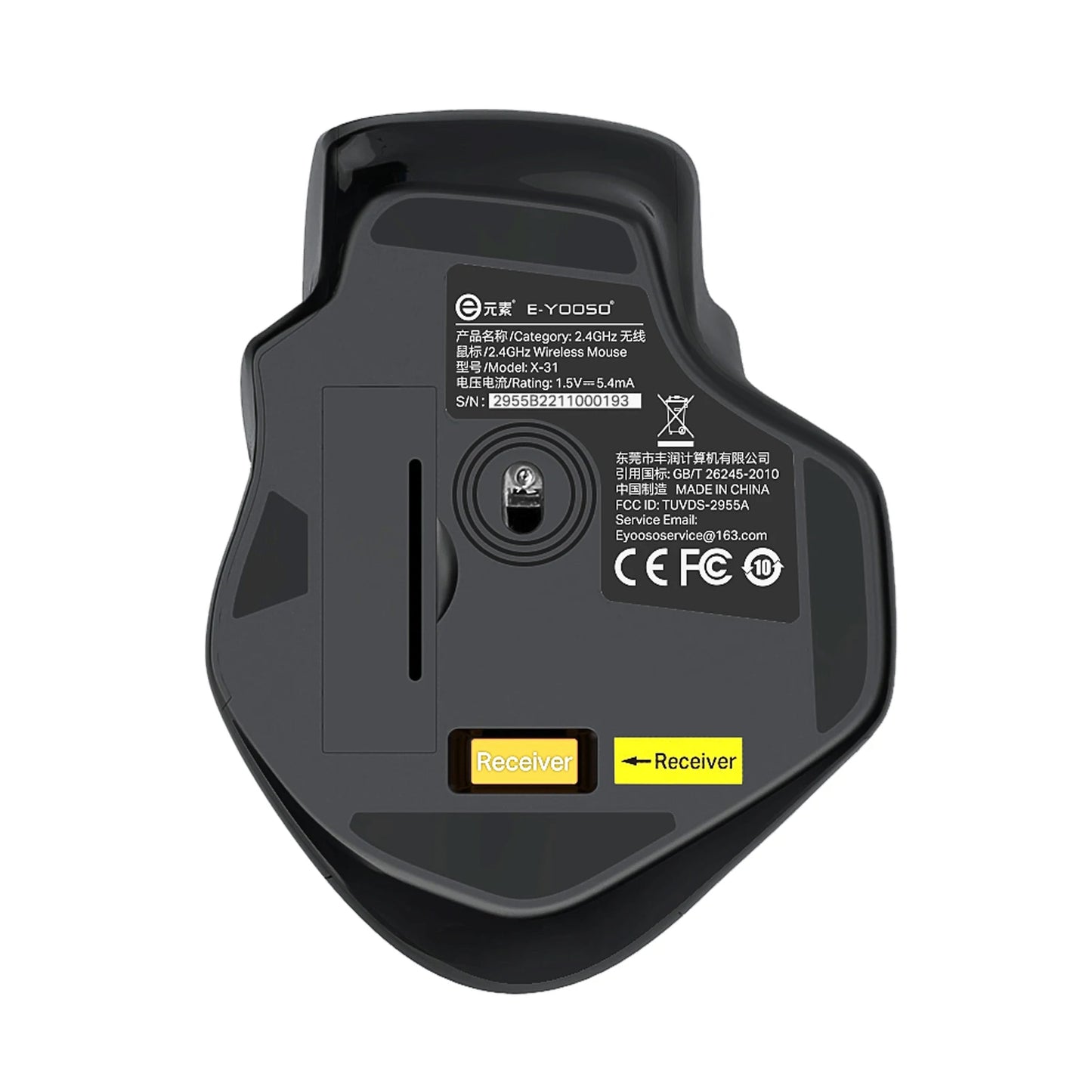 Rato sem fios E-YOOSO 2.4G PAW3212 4800 DPI, rato ergonómico para gaming e escritório, para notebook, PC, portátil e MacBook