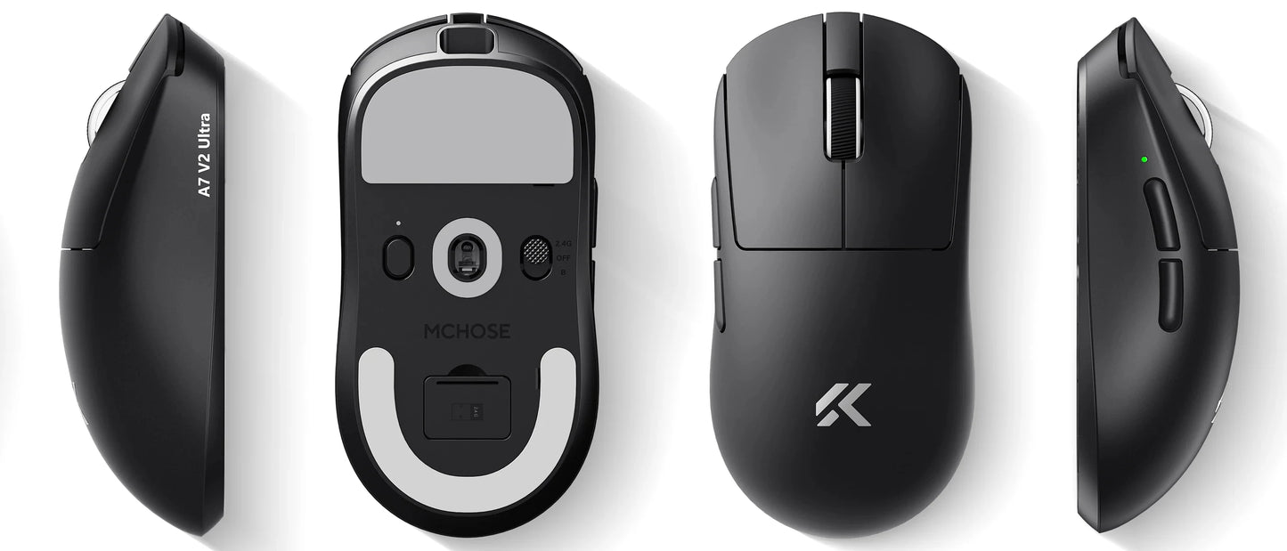MCHOSE A7 V2 Rato Gaming Sem Fios Leve, Dupla Taxa de Polling de 8,000Hz, PAW3950 TI, Rato Gaming, Esports e Escritório