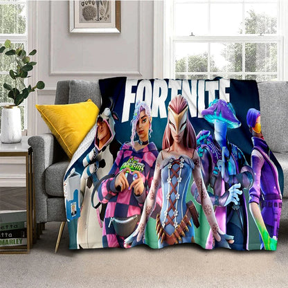3D flanelová deka F-Fortnites Cartoon Game, mäkká a teplá prikrývka do spálne, obývačky, na posteľ, cestovanie, kempovanie, piknik alebo ako darček