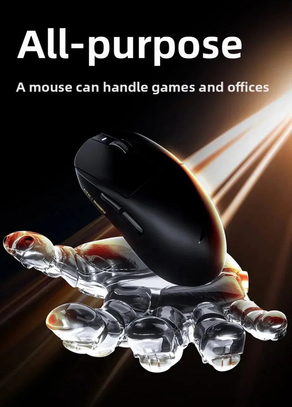 Bezprzewodowa mysz gamingowa Bluetooth ATK Dragonfly A9, ergonomiczna konstrukcja, szybka reakcja, PAW3950 Ultra, 800mAh, lekka, 8KHz, e-sportowa