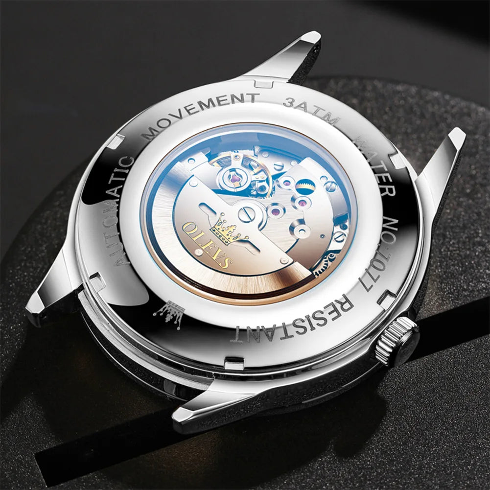 OLEVS Original Men's Fully Automatic Mechanical Watch Stainless Steel Calendar Week Men's Luminous Waterproof Business Watch