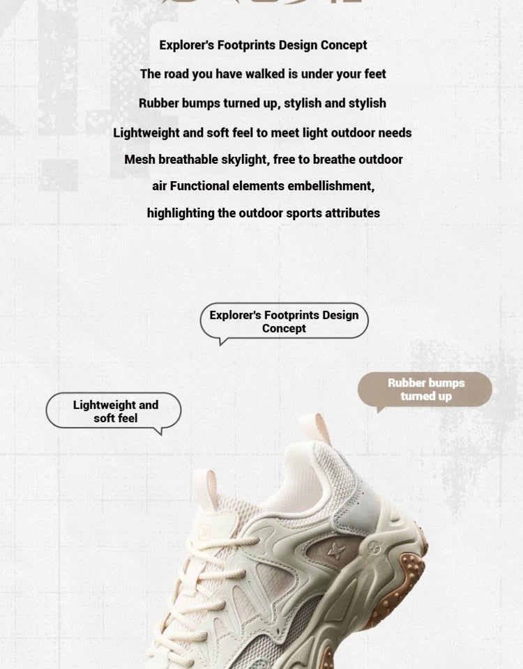 Xtep casual shoes 2025 spring and summer lightweight sports shoes with thick sole, fashionable street style sneakers 875319320004