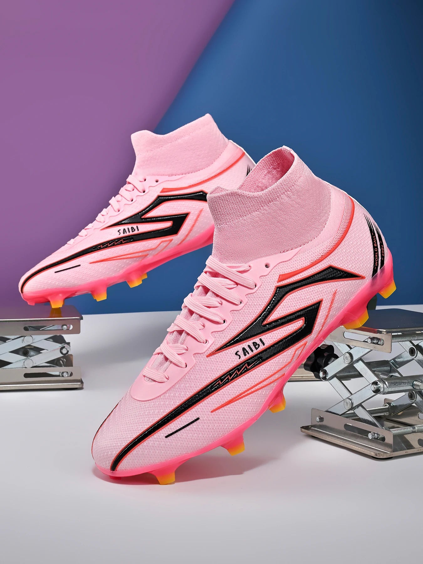 AG/FG Long Studs Soccer Shoes，PU Fabric Mixed Upper，TPU Sole Wear Resistant Anti Slip，Men Women Kids Youth Outdoor Sports