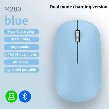 Lenovo Bluetooth Wireless Mouse Dual Mode 2.4G & Bluetooth 5.3, Type-C Rechargeable Silent Ergonomic Mouse with Adjustable DPI for Laptop & Office
