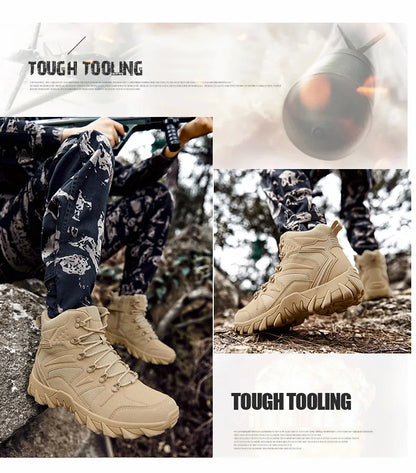 Botas Táticas de Combate Melhoradas para Homem, Calçado Outdoor de Treino, Campismo, Antidesgaste, Resposta Rápida, Caminhada, Pesca e Caça
