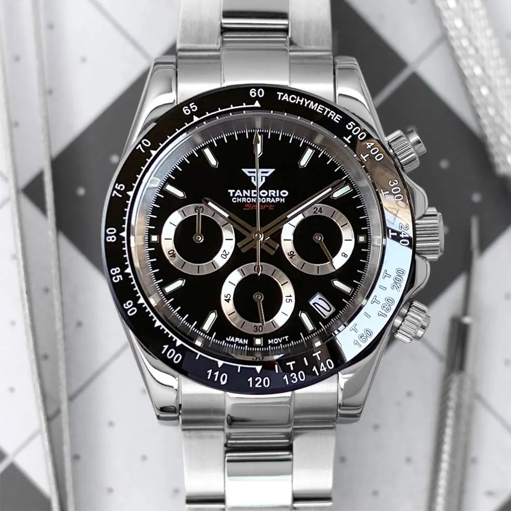 Relógio de Luxo para Homem VK63 com Movimento de Quartzo, Cronógrafo Business, 39mm, Aço/Ouro Rosa, Data, Mostrador Luminescente, Cronógrafo Completo