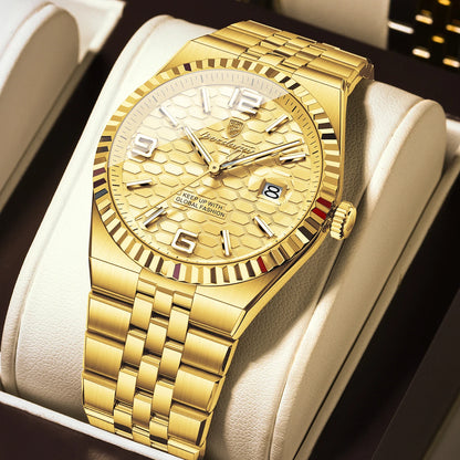POEDAGAR High Quality Original Men Clock Waterproof Luminous Date Luxury Man Watch Stainless Steel Quartz Men's Watches Male+Box