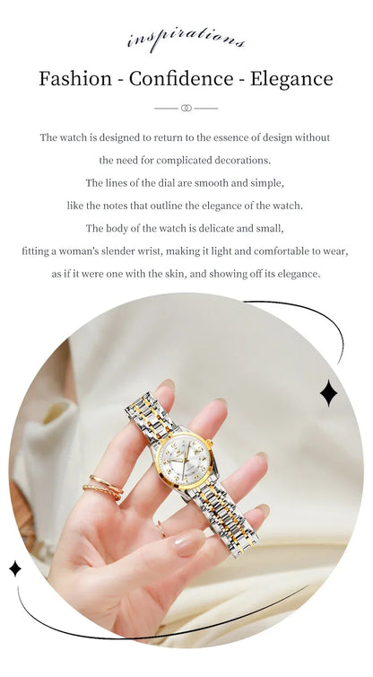 OLEVS Luxury Fashionable Ladies Quartz Watch Waterproof Wristwatch with Arabic Numerals Date Feature And Set Bracelet for Women