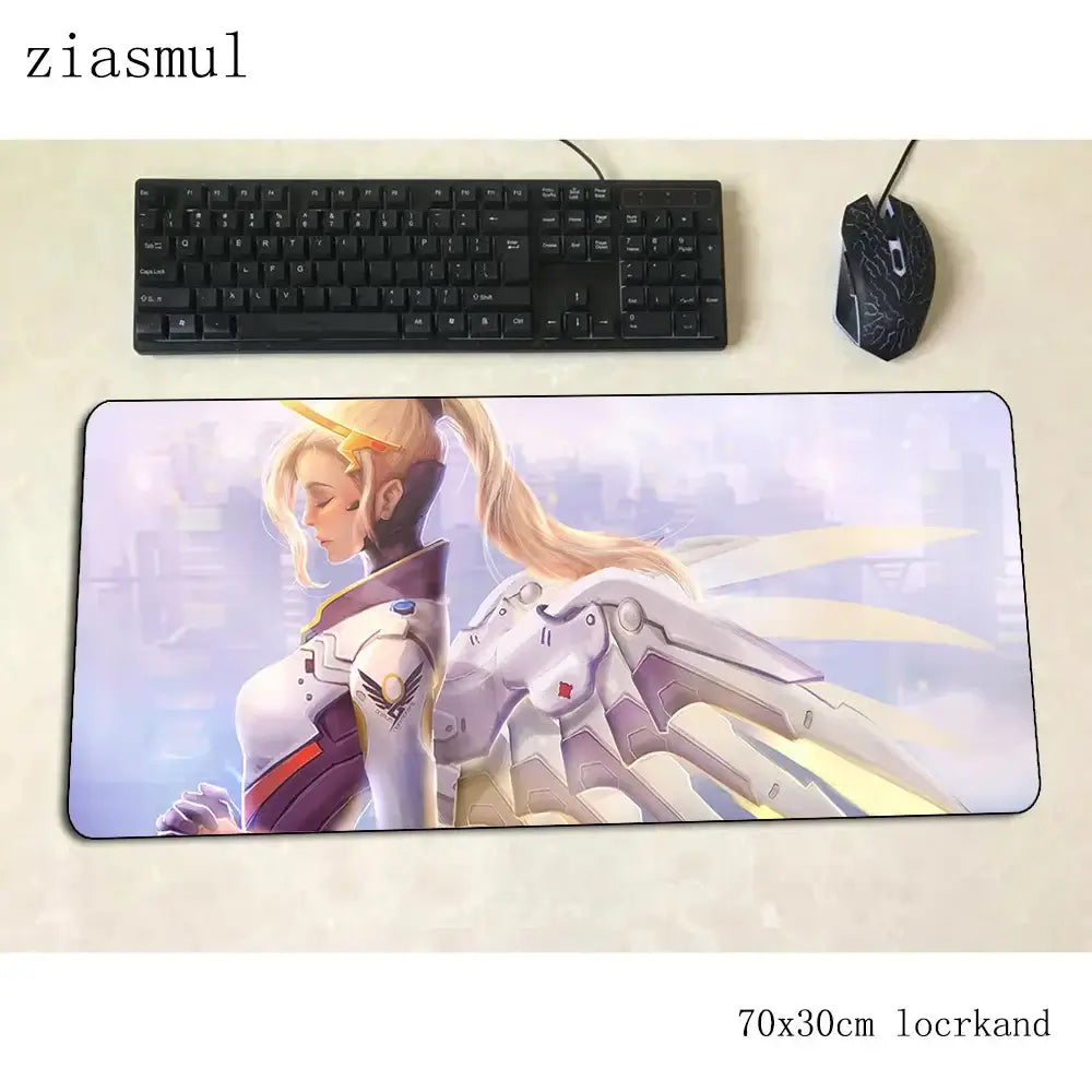Tappetino mouse Overwatch cartoon per computer 700x300x3mm, tappetino gaming grande Indie Pop per mouse e tastiera, giochi PC gamer da scrivania