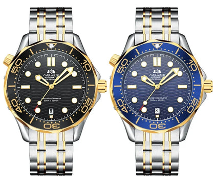 Automatic Mens Watch Mechanical Self Wind Movement Stainless Steel Casual Yellow Gold Silver Blue Master Wave Fashion Watches