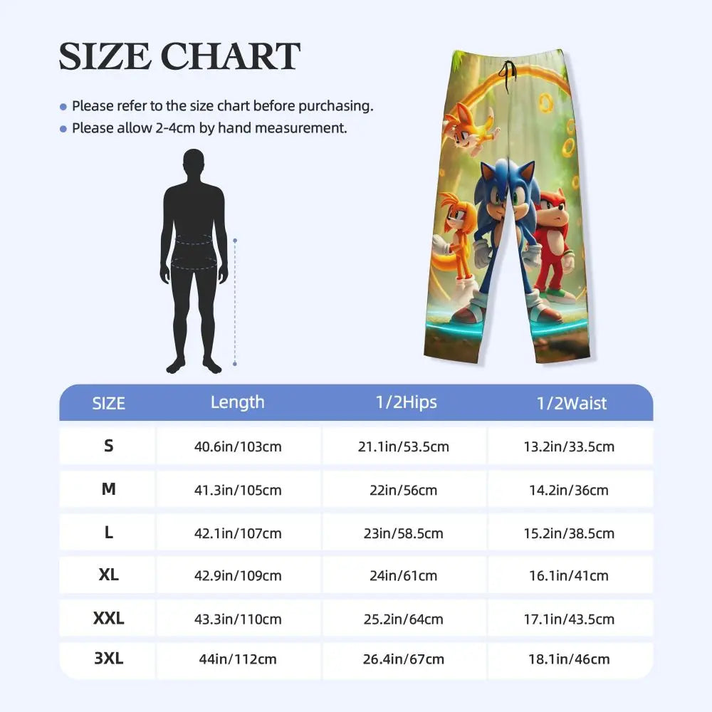 Custom Print Men's Soniced Pajama Pants Hedgehog Game Sleepwear Sleep Lounge Bottoms with Pockets
